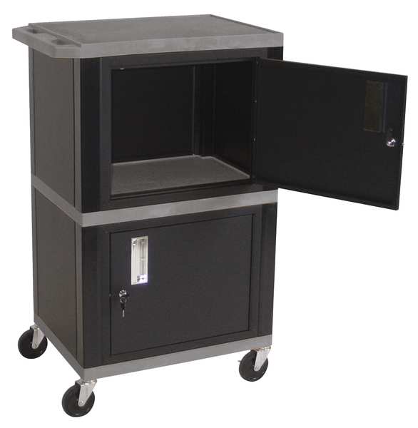 Audio-Visual Cart, 200 lb., Gray, 24 In. L