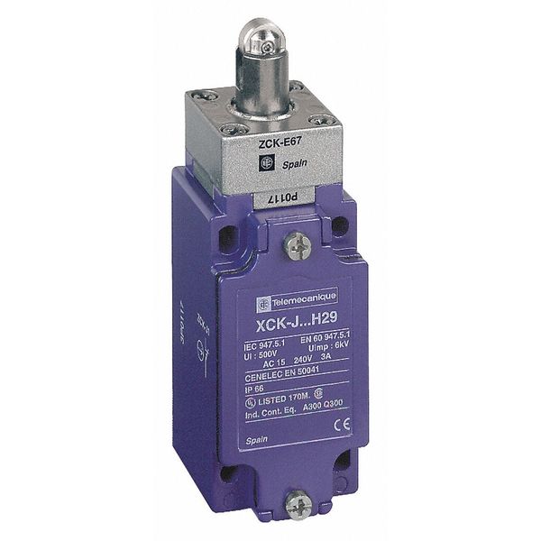 Heavy Duty Limit Switch, Plunger, Roller, 1NC/1NO, 10A @ 240V AC