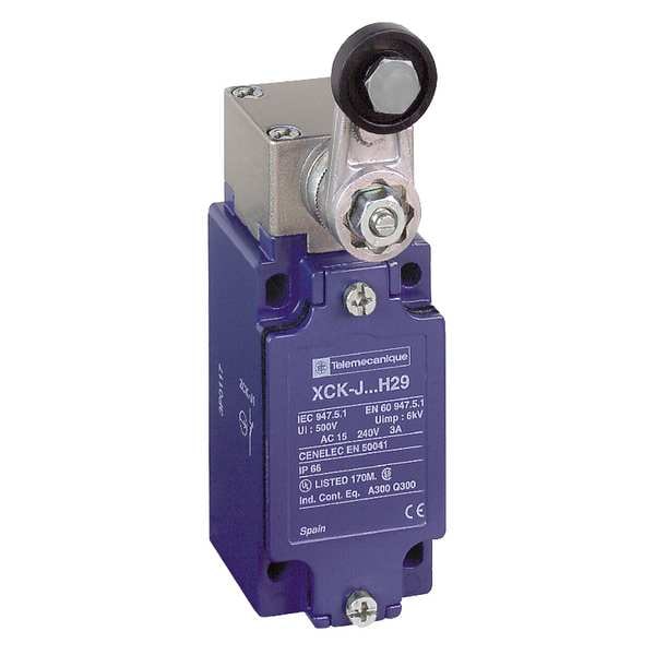 Heavy Duty Limit Switch, Roller Lever, Rotary, 1NC/1NO, 10A @ 240V AC