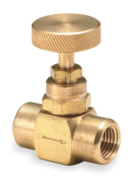Valve, Needle, 1/4 In, Brass, 600 PSI