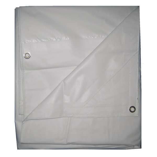 Tarp, 20 x 20 ft, 15 mil, Vinyl, Standard Duty, White
