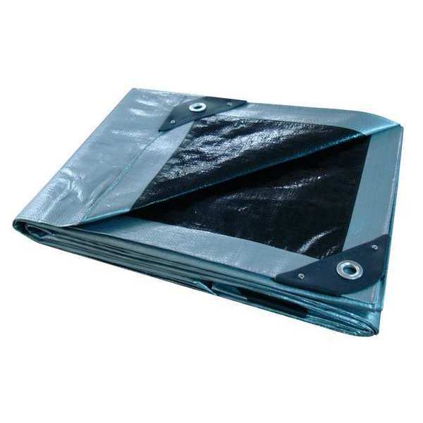 Tarp, 15 x 30 ft, 10.5 mil, Polyethylene, Heavy Duty, Silver/Black