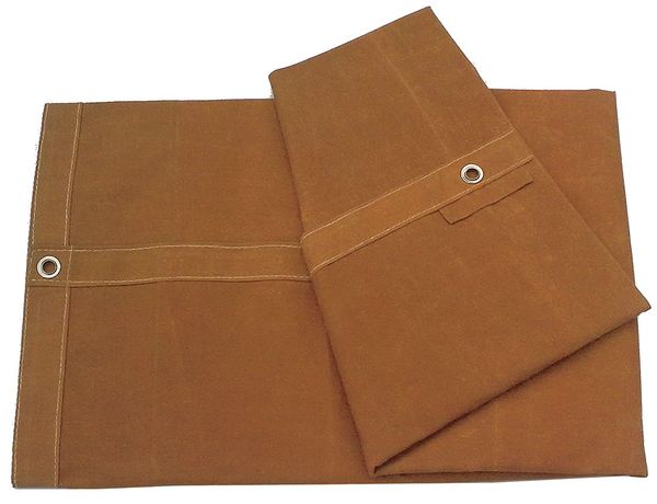 Tarp, 4 x 8 ft, 20 Mil, Cotton Canvas, Standard Duty, Brown, Mildew Resistant, UV Resistant