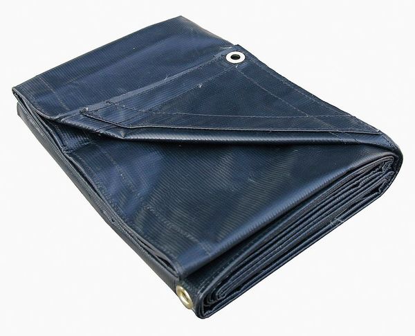Tarp, 6 x 10 ft, 20 Mil, Vinyl, Heavy Duty, Black, Mildew Resistant, Tear Resistant, UV Resistant
