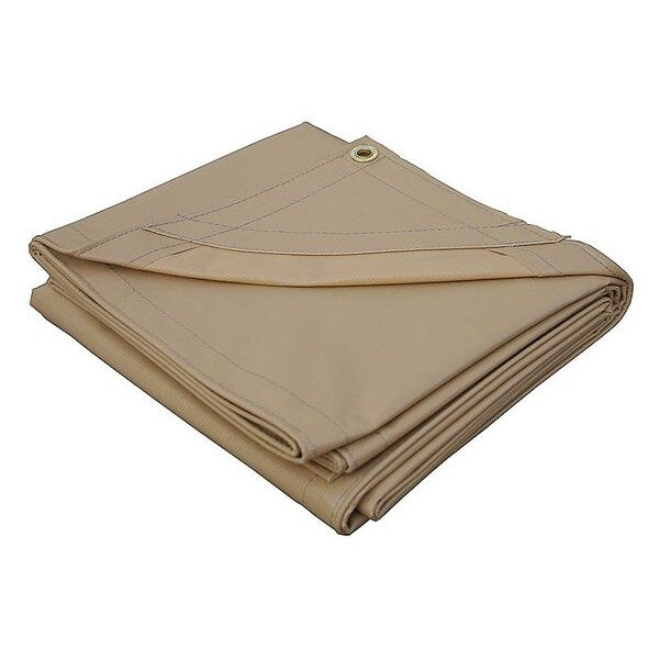 Tarp, 12 x 16 ft, 20 Mil, Vinyl, Heavy Duty, Tan, Mildew Resistant, Tear Resistant, UV Resistant