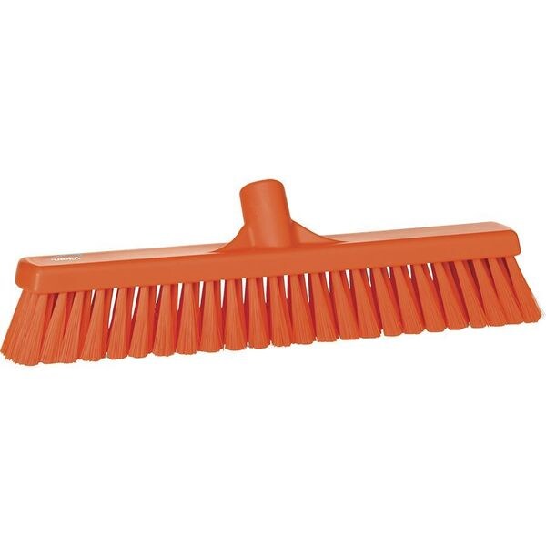 16 in Sweep Face Broom Head, Medium, Synthetic, Orange