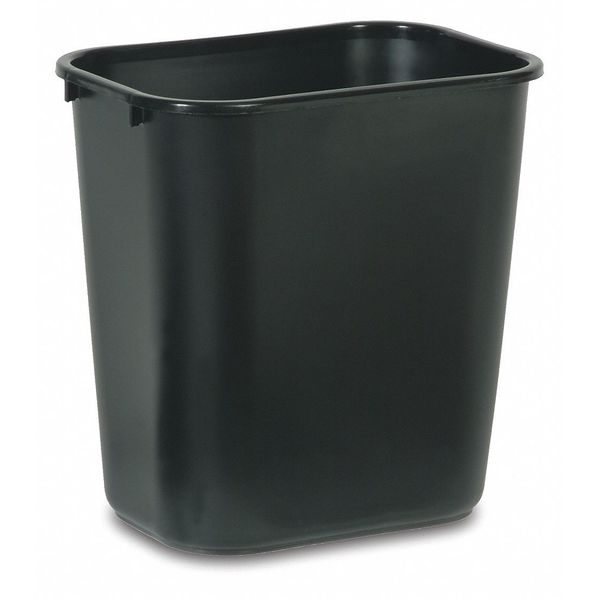 Rectangular Wastebasket, 7 gal, LLDPE, Open Top, Plastic, Black