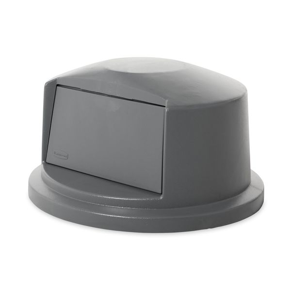32 gal Dome with Push Door Trash Can Lid, 22 3/4 in W/Dia, Gray, Resin, 1 Openings