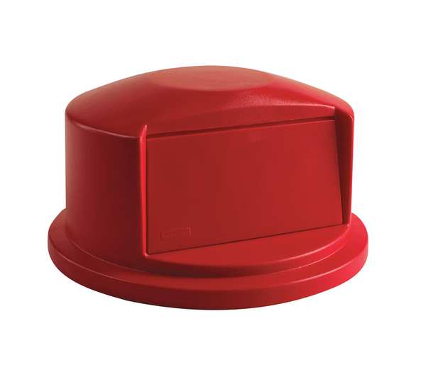 32 gal Dome with Push Door Trash Can Lid, 22 3/4 in W/Dia, Gray, Resin, 1 Openings