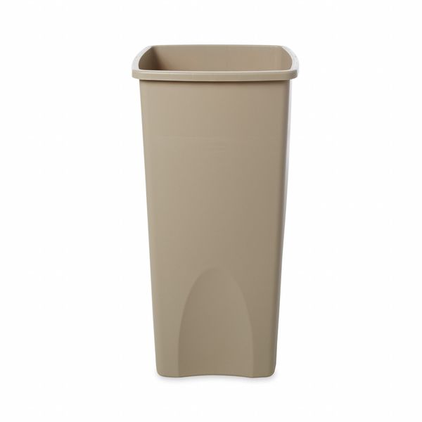 23 gal Square Trash Can, Beige, 15 1/2 in Dia, None, Polyethylene