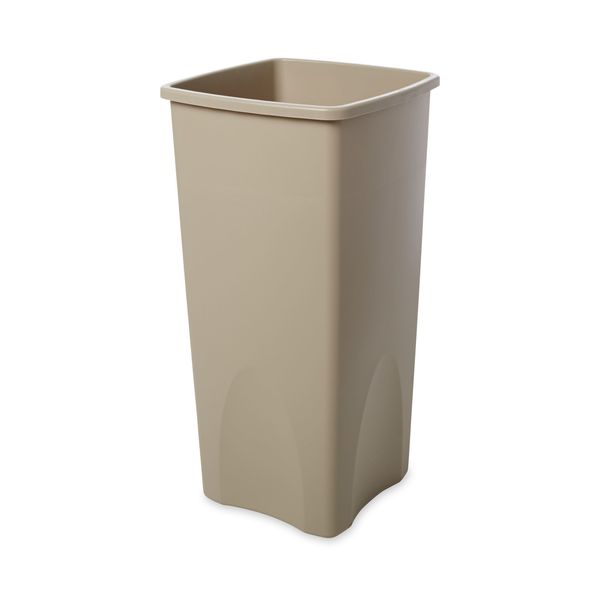 23 gal Square Trash Can, Beige, 15 1/2 in Dia, None, Polyethylene