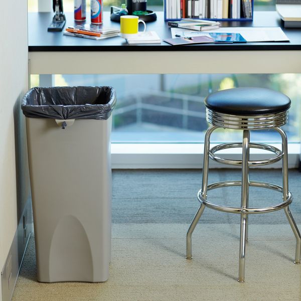 23 gal Square Trash Can, Beige, 15 1/2 in Dia, None, Polyethylene
