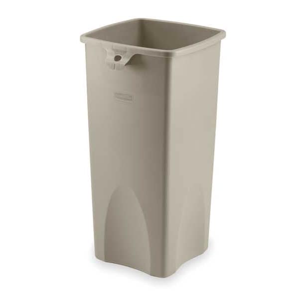 23 gal Square Trash Can, Beige, 15-1/2