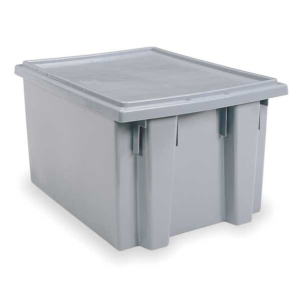 Stack & Nest Container, Gray, Industrial Grade Polymer, 29 1/2 in L, 19 1/2 in W, 15 in H