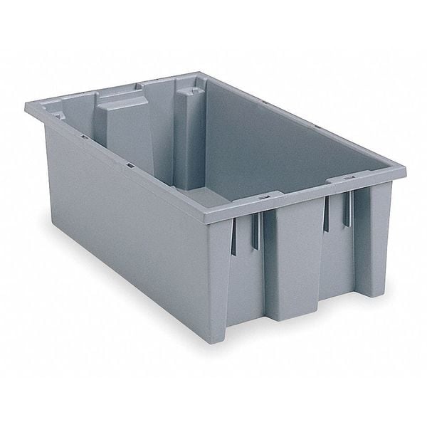 Stack & Nest Container, Gray, Industrial Grade Polymer, 29 1/2 in L, 19 1/2 in W, 15 in H
