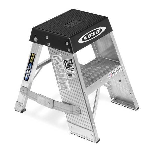 3 Steps, Aluminum Step Stand, 375 lb. Load Capacity, Silver/Black