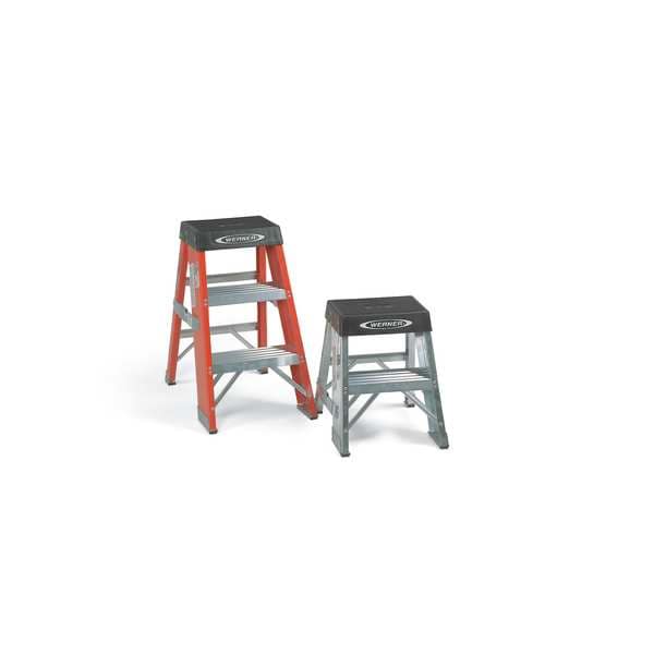 2 Steps, Aluminum Step Stand, 375 lb. Load Capacity, Silver/Black