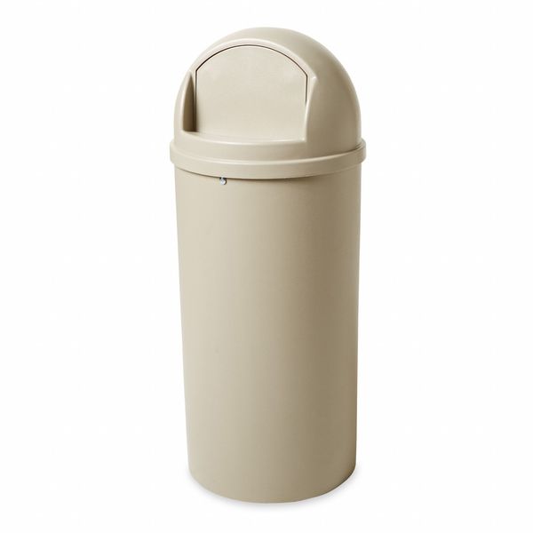 15 gal Round Trash Can, Beige, 15 1/4 in Dia, Swing, Plastic