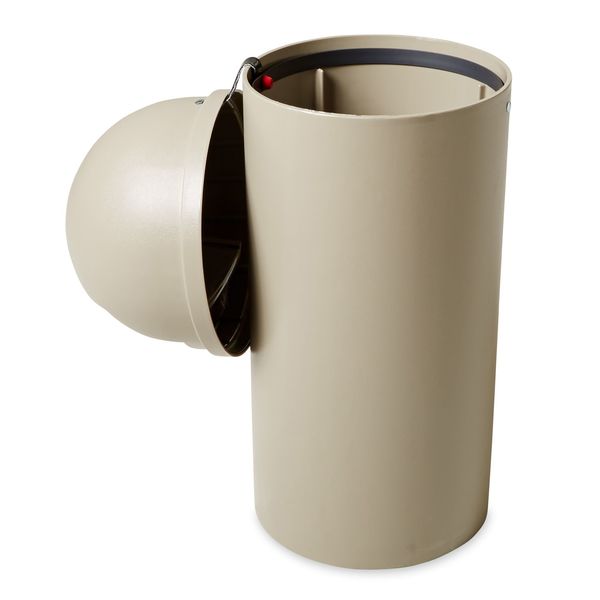 15 gal Round Trash Can, Beige, 15 1/4 in Dia, Swing, Plastic