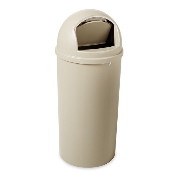 15 gal Round Trash Can, Beige, 15 1/4 in Dia, Swing, Plastic