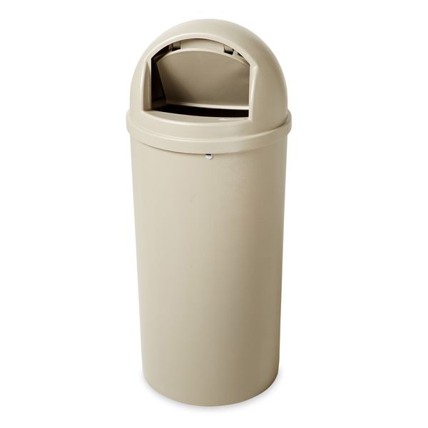 15 gal Round Trash Can, Beige, 15 1/4 in Dia, Swing, Plastic