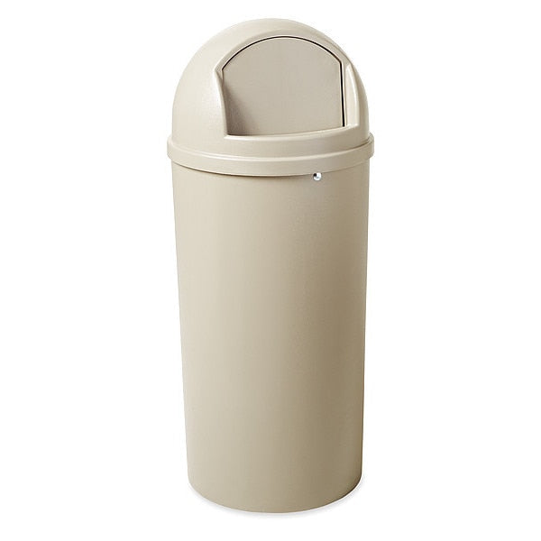 15 gal Round Trash Can, Beige, 15 1/4 in Dia, Swing, Plastic