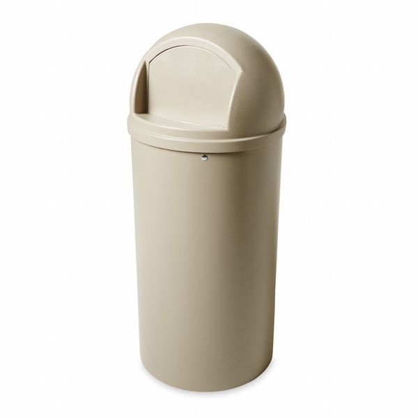 25 gal Round Trash Can, Beige, 18 in Dia, Swing, Plastic