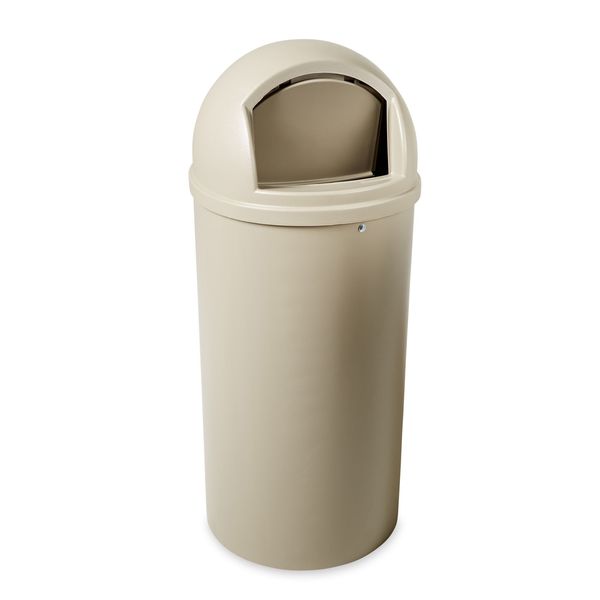 25 gal Round Trash Can, Beige, 18 in Dia, Swing, Plastic