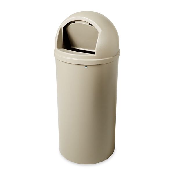 25 gal Round Trash Can, Beige, 18 in Dia, Swing, Plastic