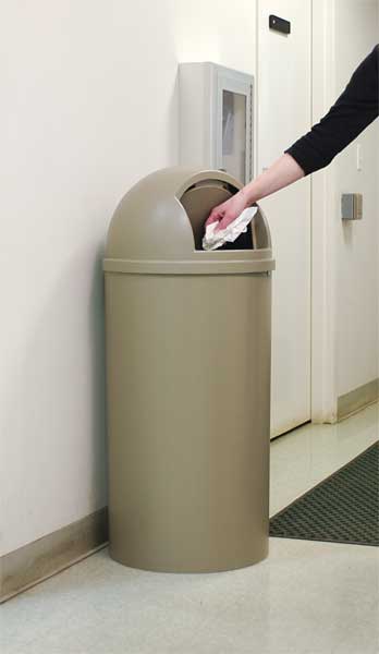 25 gal Round Trash Can, Beige, 18 in Dia, Swing, Plastic