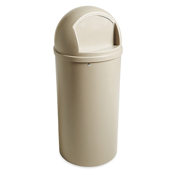 25 gal Round Trash Can, Beige, 18 in Dia, Swing, Plastic