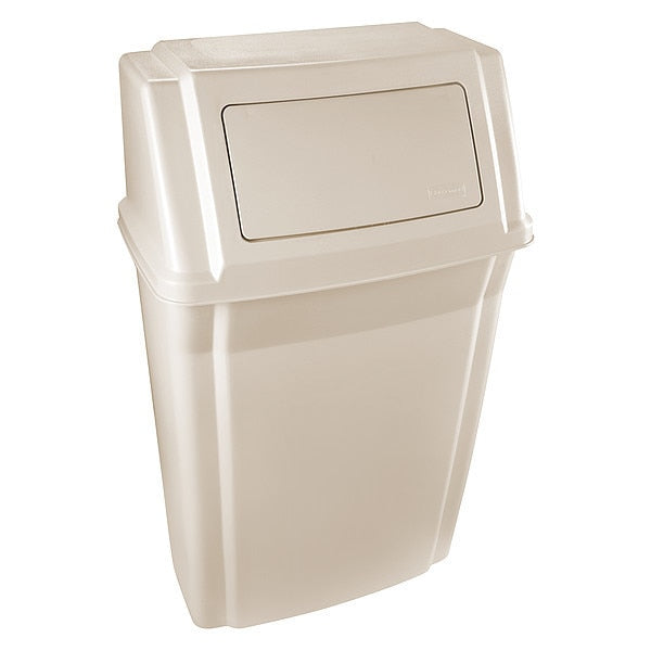 15 gal Rectangular Trash Can, Beige, 11 3/4 in Dia, Swing, Polycarbonate Base/ABS Top