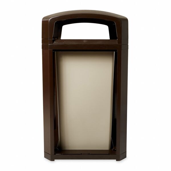 50 gal Square Trash Can, Sable, 26 in Dia, None, Polycarbonate Body/Polycarbonate And ABS Extrusion