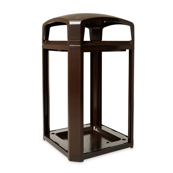 50 gal Square Trash Can, Sable, 26 in Dia, None, Polycarbonate Body/Polycarbonate And ABS Extrusion