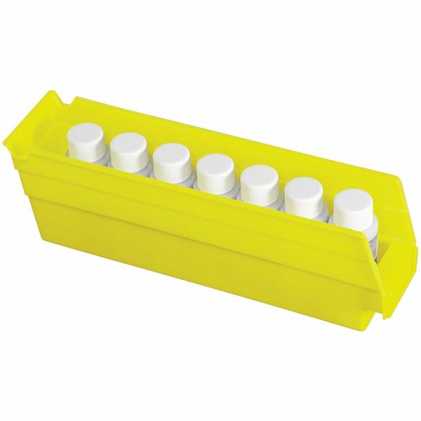 Shelf Storage Bin, Yellow, Plastic, 11 5/8 in L x 2 3/4 in W x 4 in H, 7 lb Load Capacity