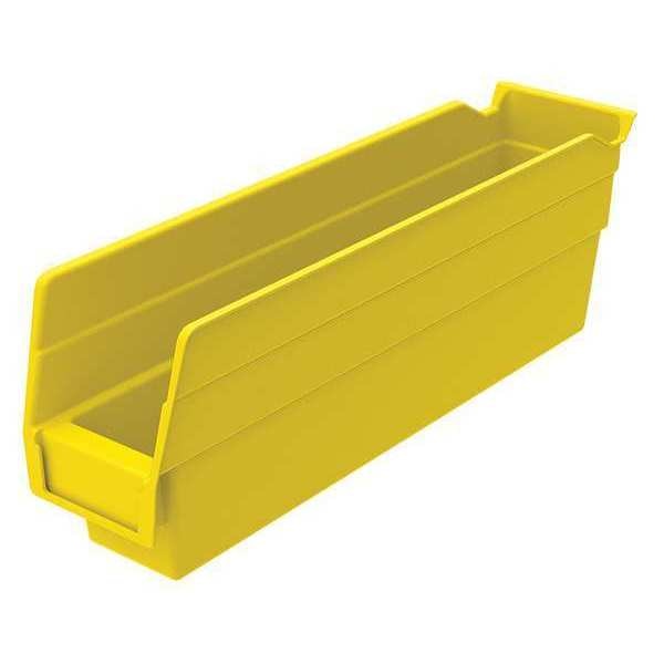 Shelf Storage Bin, Yellow, Plastic, 11 5/8 in L x 2 3/4 in W x 4 in H, 7 lb Load Capacity