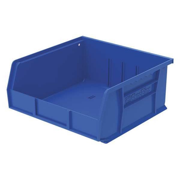 Hang & Stack Storage Bin, Blue, Plastic, 10 7/8 in L x 11 in W x 5 in H, 50 lb Load Capacity