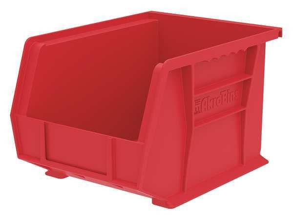 Hang & Stack Storage Bin, Red, Plastic, 10 7/8 in L x 8 1/4 in W x 7 in H, 50 lb Load Capacity