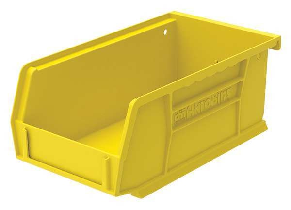 Hang & Stack Storage Bin, Yellow, Plastic, 7 3/8 in L x 4 1/8 in W x 3 in H, 10 lb Load Capacity