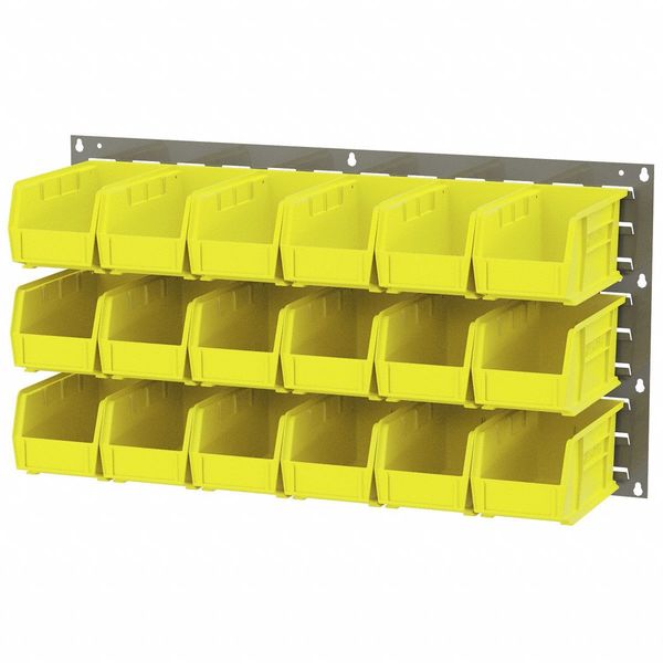 Hang & Stack Storage Bin, Yellow, Plastic, 10 7/8 in L x 5 1/2 in W x 5 in H, 30 lb Load Capacity