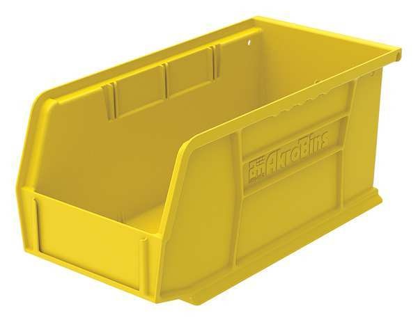 Hang & Stack Storage Bin, Yellow, Plastic, 10 7/8 in L x 5 1/2 in W x 5 in H, 30 lb Load Capacity