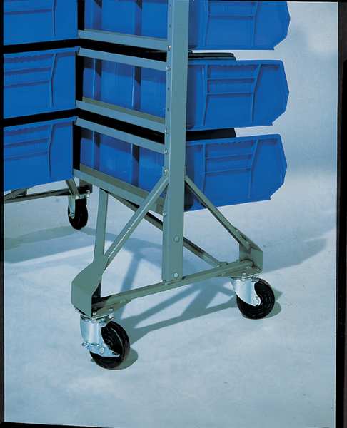 Steel Bin Rail Floor Rack, 20 in W x 36 in D x 54 in H, Gray