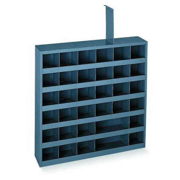 Prime Cold Rolled Steel Pigeonhole Bin Unit, 4 3/4 in D x 23 3/4 in H x 23 3/4 in W, 6 Shelves