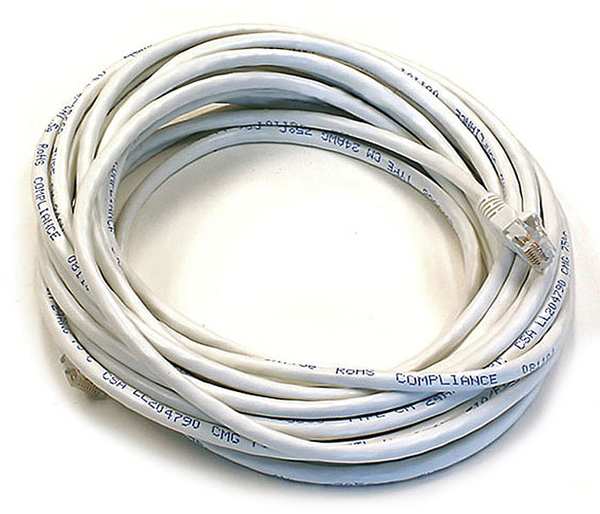 Ethernet Cable, Cat 6, White, 25 ft.
