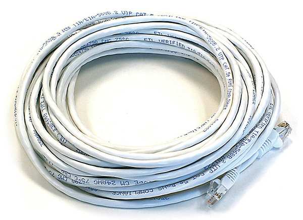Ethernet Cable, Cat 6, White, 50 ft.