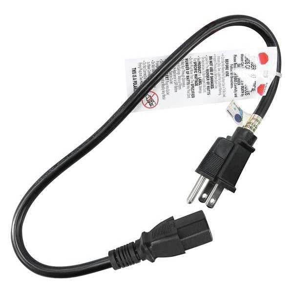 Power Cord, 5-15P, SJT, 2 ft., Blk, 15A, 14/3