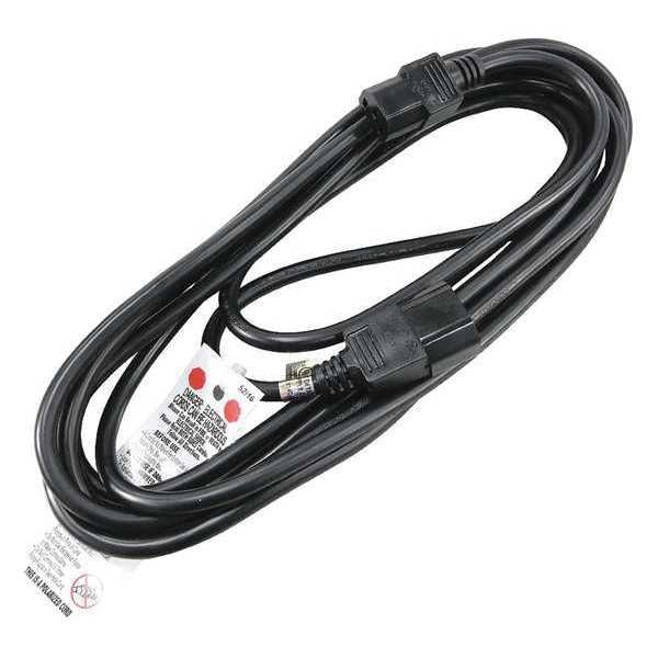 Power Cord, IEC C14, SJT, 15 ft., Blk, 10A, 18/3