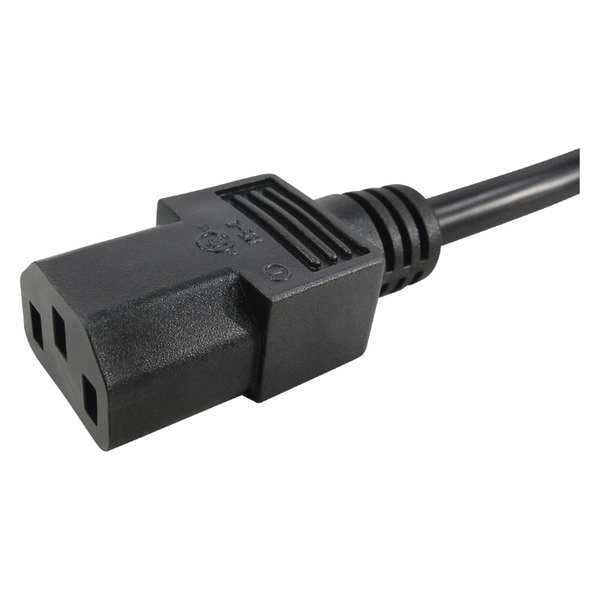 Power Cord, IEC C14, SJT, 3 ft., Blk, 10A, 18/3