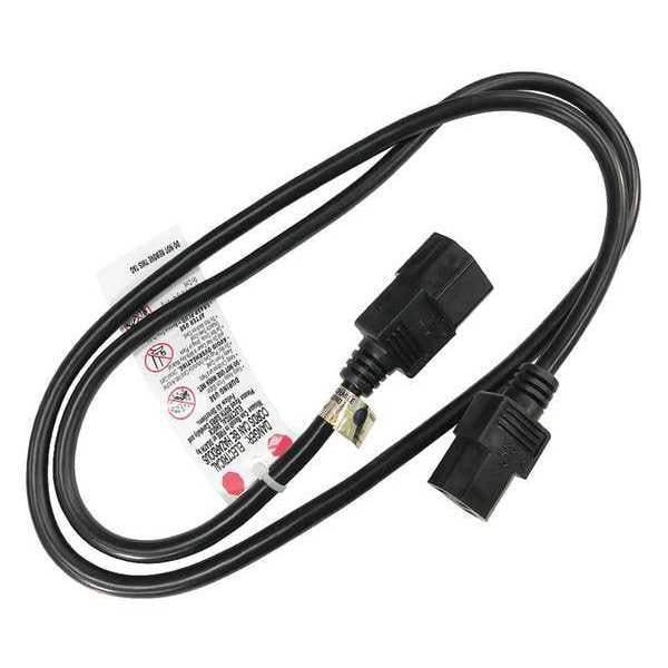 Power Cord, IEC C14, SJT, 3 ft., Blk, 10A, 18/3