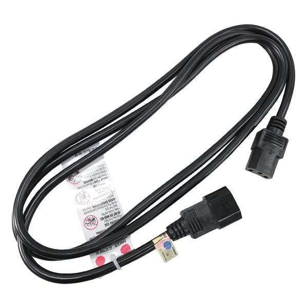 Power Cord, IEC C14, SJT, 6 ft., Blk, 10A, 16/3